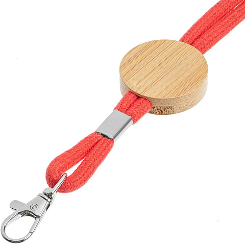 Шнурок для бейджа Tube Wood, красный - рис 4.