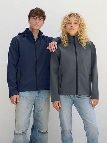 Куртка софтшелл с капюшоном мужская Race Men, темно-синяя - рис 7.