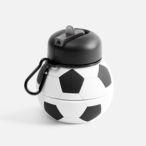 Складная бутылка для воды Football Flex, белая с черным - рис 2.