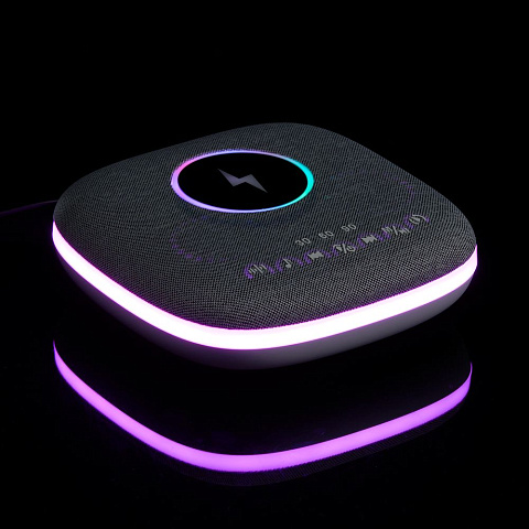 Bluetooth колонка с беспроводной зарядкой и подсветкой Terrafonic, серая - рис 10.
