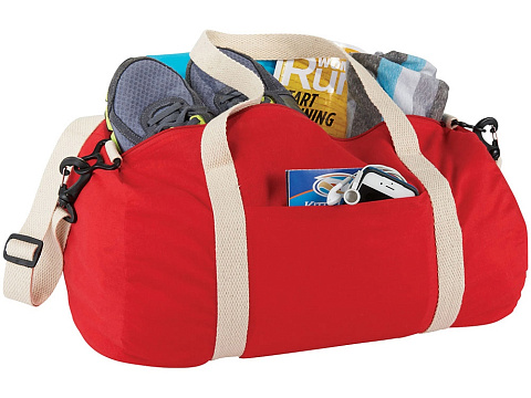 Хлопковая сумка Barrel Duffel, красный/бежевый - рис 3.