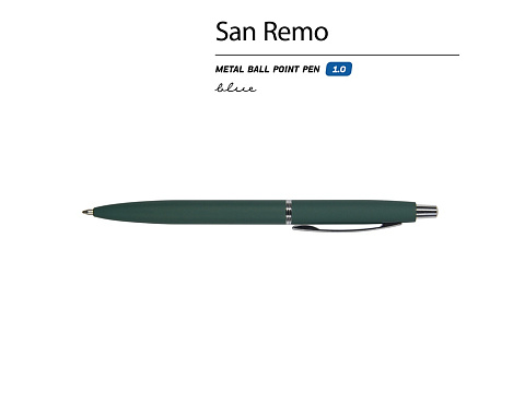 Ручка металлическая шариковая San Remo, софт-тач, 1.0 мм, зеленый - рис 2.