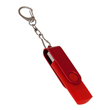 USB-флешка на 64 Гб 2 в 1 поворотный механизм, c дополнительным разъемом Type-C с одноцветным металлическим клипом, красный