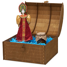 Подарочный набор: кукла фарфоровая, мед, красный