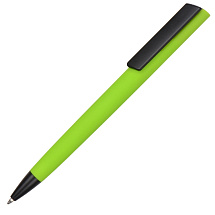 Ручка пластиковая soft-touch шариковая Taper, зеленое яблоко/черный