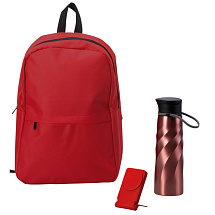 Подарочный набор с магнитным аккумулятором и бутылкой для воды Waterpower, красный