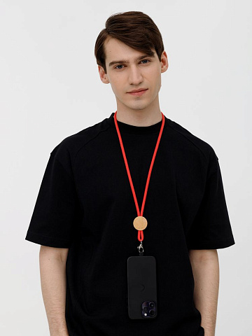 Шнурок для бейджа Tube Wood, красный - рис 9.