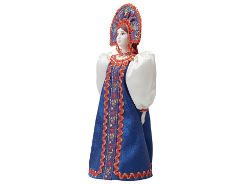 Подарочный набор: кукла фарфоровая, мед, синий - рис 10.
