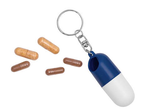 Таблетница в форме брелка Capsule, белый/синий - рис 5.