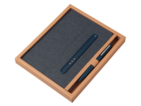 Набор блокнот А5 с магнитным держателем для ручки и подставкой для телефона и металлической шариковой ручкой NotaBene, темно-синий - рис 11.