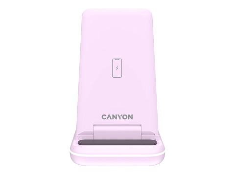 Беспроводное зарядное устройство 3-в-1 CANYON WS-304 (CNS-WCS304B), 15W, розовый - рис 2.