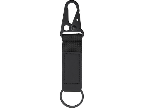 Брелок-ремувка Carabinier из ткани с вставкой из экокожи и карабином, черный - рис 2.